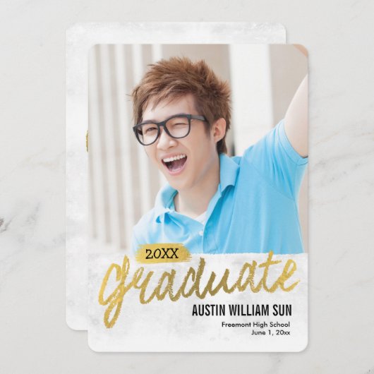 Invitation Rustic Brush Graduation Announcement Invite (Devant / Derrière)