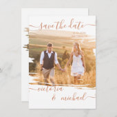 Invitation Rustic Brush stroke Mariage Photo Enregistrer la d (Devant / Derrière)