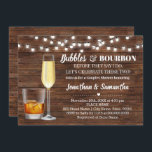 Invitation Rustic Bubbles & bourbon avant de faire la fête de<br><div class="desc">Ajouter un libellé au design. Pour des modifications supplémentaires (couleur de police, style de police, arrière - plan), cliquez sur personnaliser, faites défiler vers le bas et cliquez sur le lien "cliquer pour customiser plus loin". ** Veuillez consulter la collection complète pour l'invitation correspondante, jeux de douche nuptiale, étiquettes et...</div>