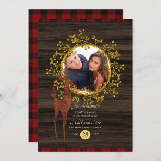 Invitation Rustic Buffalo a posé une photo de stade n'importe (Devant / Derrière)
