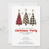 Invitation Rustic buffalo plaid Christmas tree holiday invite (Devant)