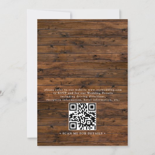 Invitation Rustic Burgundy Floral Budget QR Code Wedding (Dos)