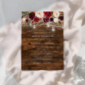 Invitation Rustic Burgundy Lights Wedding 