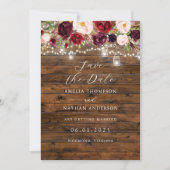 Invitation Rustic Burgundy Lights Wedding Save The Date (Devant)