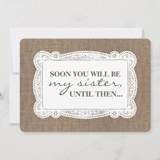Invitation Rustic Burlap Bridesmaid / La servante d'honneur (Devant)