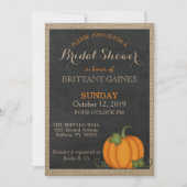 Invitation Rustic Burlap Chalkboard Orange Citrouille Douche (Devant)
