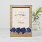 Invitation Rustic Burlap, Dentelle IMPRIMÉE, Mariage de Bow I (Debout devant)