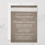 Invitation Rustic Burlap, Dîner de répétition Mariage en dent (Devant)