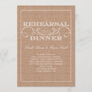 Invitation Rustic Burlap Imprimer Dîner De Répétition Invitat
