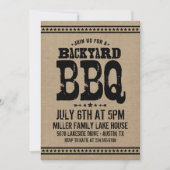Invitation Rustic Burlap Jardin BBQ Party (Devant)