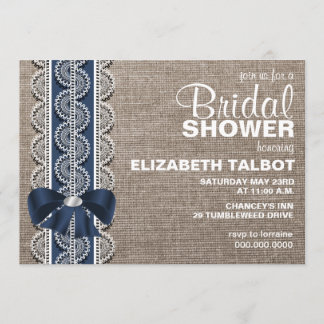 Invitation Rustic Burlap, Lace & Bow