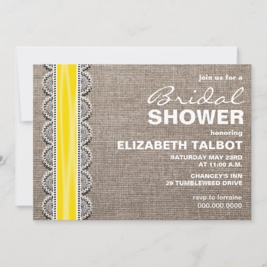 Invitation Rustic Burlap & Lace Bridal Shower (Devant)