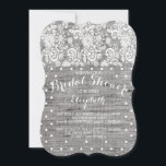 Invitation Rustic Burlap Lace Grey<br><div class="desc">Dentelles et douches nuptiales pois modernes en burlap avec une touche vintage, la dentelle est d'un beau blanc avec de somptueux pois sur un arrière - plan champêtre gris et chic. Retourner notre jolie invitation pour voir un arrière - plan correspondant pour une touche spéciale supplémentaire. Visitez notre boutique pour...</div>