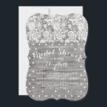 Invitation Rustic Burlap Lace Grey<br><div class="desc">Dentelles et douches nuptiales pois modernes en burlap avec une touche vintage, la dentelle est d'un beau blanc avec de somptueux pois sur un arrière - plan champêtre gris et chic. Retourner notre jolie invitation pour voir un arrière - plan correspondant pour une touche spéciale supplémentaire. Visitez notre boutique pour...</div>