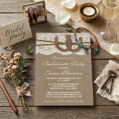 Invitation Rustic Burlap & Lace Horseshoe Bachelorette Party