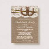 Invitation Rustic Burlap & Lace Horseshoe Bachelorette Party