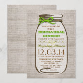 Invitation Rustic Burlap Mason Jar Dîner de répétition (Devant / Derrière)