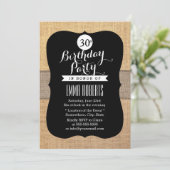Invitation Rustic Burlap Ruban 30e fête d'anniversaire (Debout devant)