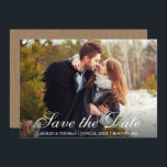 Invitation Rustic Burlap Save the Date Couple Photo<br><div class="desc">Rustic Burlap Enregistrer la date Fiançailles Carte photo Faire-part</div>