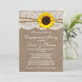 Invitation Rustic Burlap Tournesol Partie d'engagement ou dou (Debout devant)