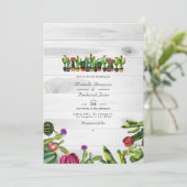 Invitation Rustic Cactus Succulents QR Code RSVP Mariage (Debout devant)