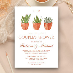 Invitation Rustic Cactus Terracotta Pots Douche Couple