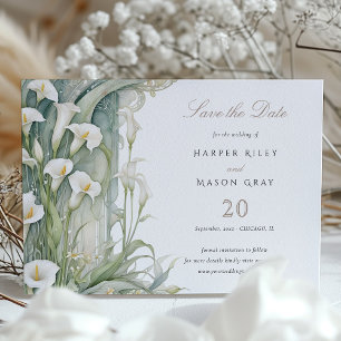 Invitation Rustic Calla Lily Enregistrer le Mariage de date