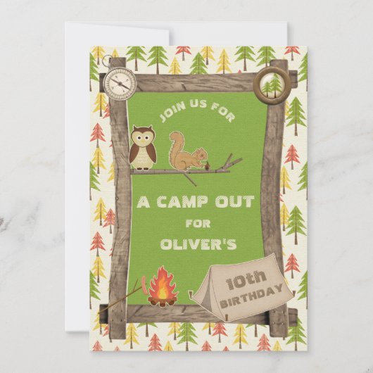 Invitation Rustic Camp Out fête d'anniversaire (Devant)