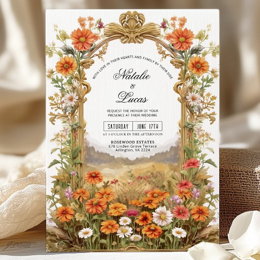 Invitation Rustic Campagne Fleur sauvage Floral Arch Mariage