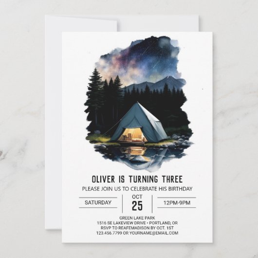 Invitation Rustic Campfire et S'Mores Anniversaire (Devant)