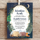 Invitation Rustic Camping Aventure Nuit Ciel Bébé Parsemer
