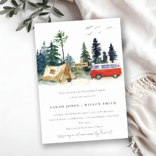 Invitation Rustic Camping Watercolor Fiançailles de la forêt