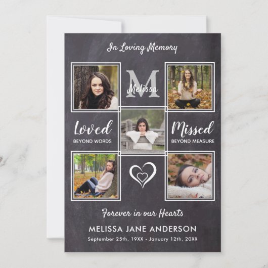 Invitation Rustic Celebration Of Life Photo Collage Memorial (Devant)