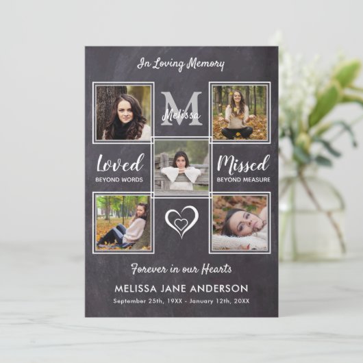 Invitation Rustic Celebration Of Life Photo Collage Memorial (Debout devant)