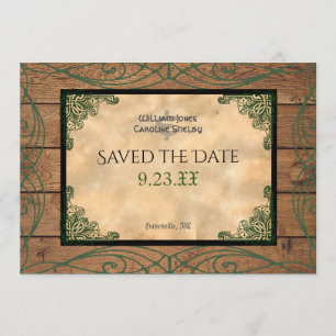 Invitation Rustic Celtic Claddagh Enregistrer la date