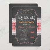 Invitation Rustic Chalk En vichy Baby shower Barbecue Invitat (Devant / Derrière)