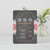 Invitation Rustic Chalk En vichy Baby shower Barbecue Invitat (Debout devant)