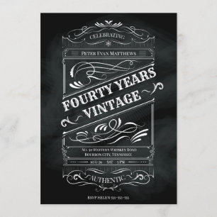 Invitation Rustic Chalkboard 40e anniversaire Homme Vintage