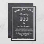 Invitation Rustic Chalkboard Anniversaire Fête BBQ (Devant / Derrière)