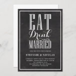 Invitation Rustic Chalkboard Manger Boire et être marié Maria<br><div class="desc">Invités Invitations à votre événement avec ce faire-part de mariage personnalisable. Il présente une calligraphie moderne et une typographie classique sur un faux arrière - plan de tableau, parfait pour un thème mariage rustique. Personnalisez en ajoutant les détails de votre événement. Cette invitation violette est disponible en d'autres cartons et...</div>