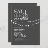 Invitation Rustic Chalkboard Mangez Boire Et Soyez Marié Mari (Devant / Derrière)