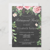 Invitation Rustic Chalkboard rose Roses Parti de retraite (Devant)