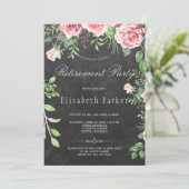 Invitation Rustic Chalkboard rose Roses Parti de retraite (Debout devant)