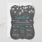 Invitation Rustic Chalkboard String Lights Dirty 30 Anniversa (Devant)