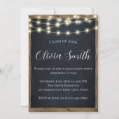 Invitation Rustic Chalkboard & String Lights Graduation Party (Devant)