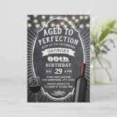 Invitation Rustic Chalkboard Vintage 60e fête d'anniversaire  (Debout devant)
