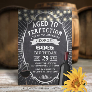 Invitation Rustic Chalkboard Vintage 60e fête d'anniversaire