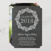 Invitation Rustic Chalkboard Wreath Photo 2018 Graduation (Devant / Derrière)