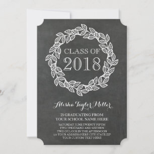Invitation Rustic Chalkboard Wreath Photo 2018 Graduation