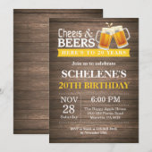 Invitation Rustic Cheers and Beers 20e Anniversaire (Devant / Derrière)